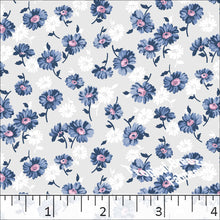 Scattered Daisies Poly Cotton Dress Fabric Silver 
