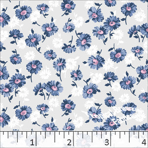 Scattered Daisies Poly Cotton Dress Fabric Silver 