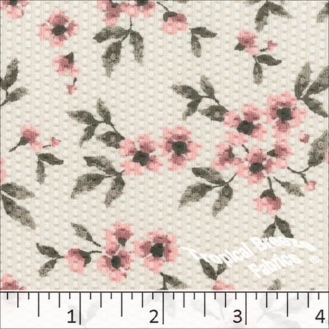 silver, Bubble Knit Floral Print Dress Fabric 578520