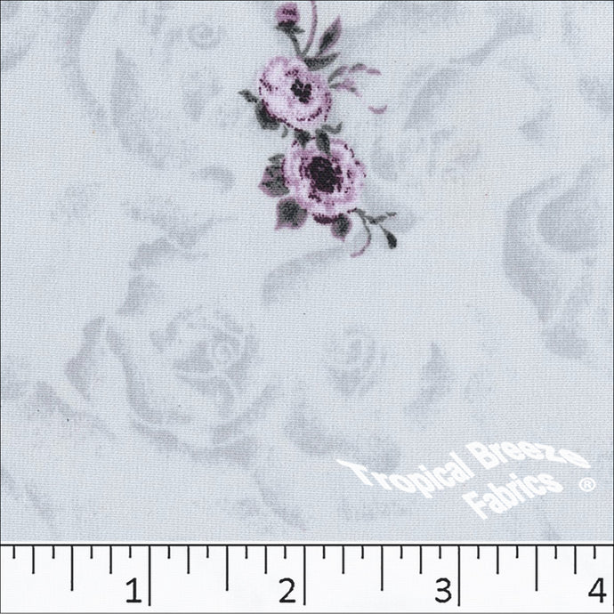 Elegance Bouquet Print Polyester Fabric 048337 silver