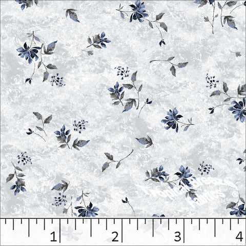 Standard Weave Floral Print Poly Cotton Fabric 6108 silver