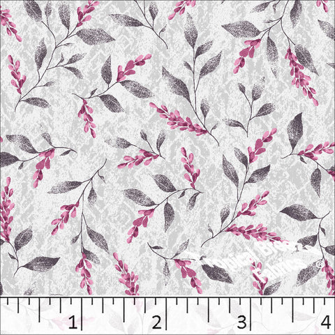 Silver, Standard Weave Floral Print Poly Cotton Fabric 6193