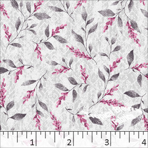 Silver, Standard Weave Floral Print Poly Cotton Fabric 6193