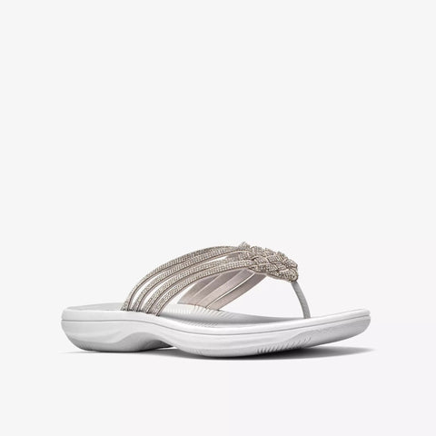 Clarks women's Breeze Gem flip-flop sandal in silver
