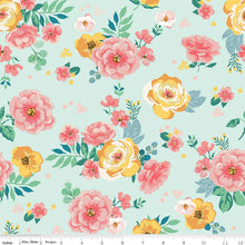 Spring Gardens Collection Large Floral Cotton Fabric C14110 sky