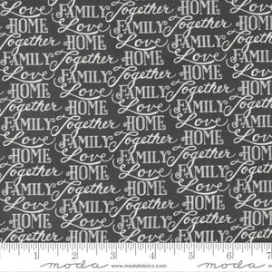 Happiness Blooms Collection Words of Love Cotton Fabric slate