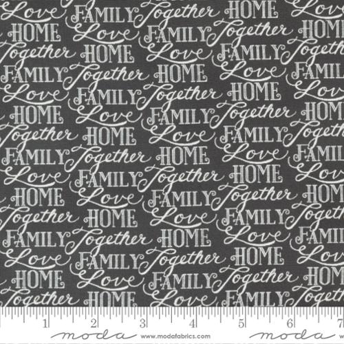 Happiness Blooms Collection Words of Love Cotton Fabric slate