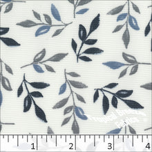Leafy Print Poly Knit Fabric slate blue