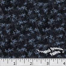 Floral Print Poly Cotton Fabric slate blue