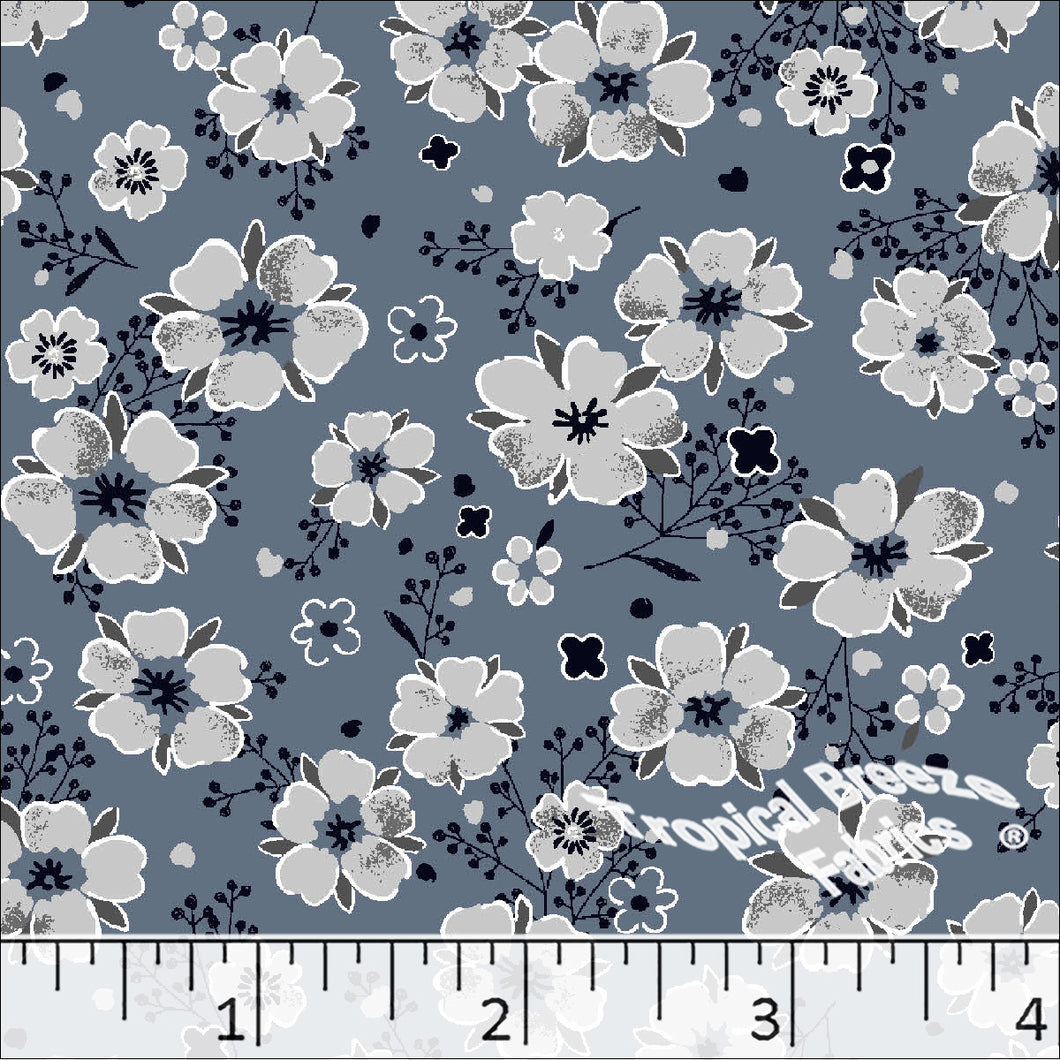 Standard Weave Poly Cotton Dress Fabric Slate Blue