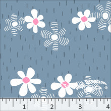 Poly Cotton Floral Dress Fabric Slate Blue