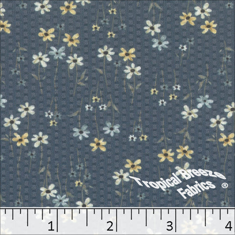 slate blue, Dapple Knit Floral Print Fabric 572621