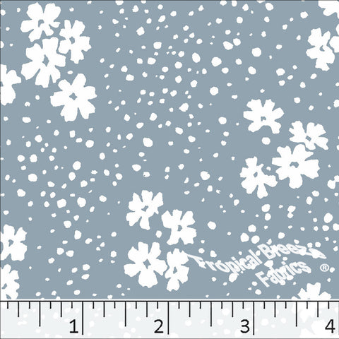 slate blue, Floral Poly Cotton Dress Fabric 6227