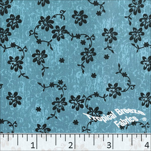 Koshibo Floral Print Polyester Fabric 048425 slate blue