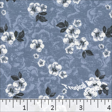 Slate Blue, Koshibo Floral Print Polyester Fabric 048512