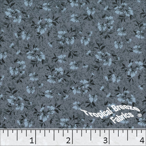 slate blue, Koshibo Floral Print Polyester Fabric 048616
