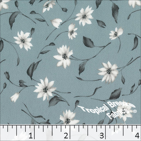 slate blue, Koshibo Floral Print Polyester Fabric 048618