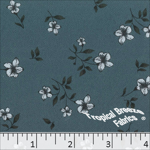 slate blue, Koshibo Floral Print Polyester Fabric 048624