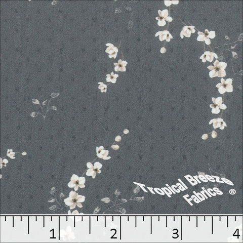 slate blue, Micro Dot Floral Print Polyester Fabric 042617