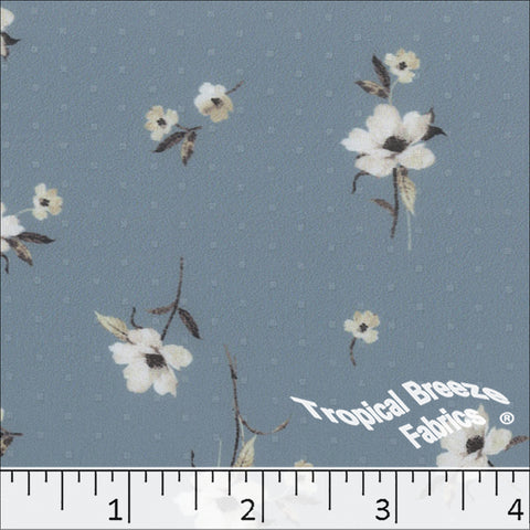 slate blue, Mini Dot Floral Print Dress Fabric 045514