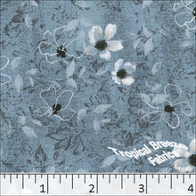 slate blue, Pluma Print Polyester Fabric 04543