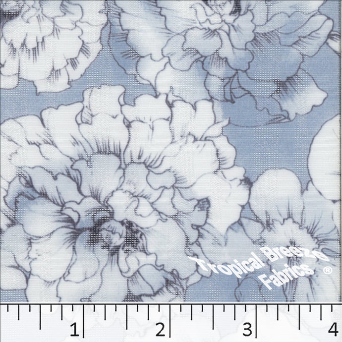 Poly Rayon Large Floral Print Fabric 04430 slate blue