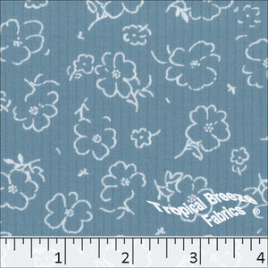 Ribbed Knit Small Floral Print Fabric 32736 slate blue