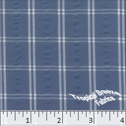 slate blue, Seersucker Plaid Fabric 488610