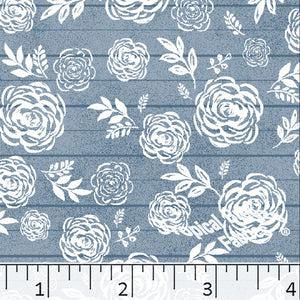 Standard Weave Blossom Print Poly Cotton Fabric 6045 slate blue