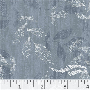slate blue, Standard Weave Dotty Leaves Poly Cotton Dress Fabric 6231