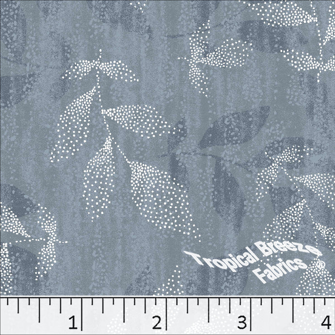 slate blue, Standard Weave Dotty Leaves Poly Cotton Dress Fabric 6231
