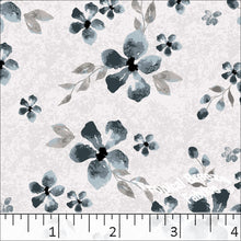 slate blue, Standard Weave Floral Poly Cotton Dress Fabric 6232