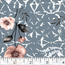 slate blue, Standard Weave Floral Poly Cotton Dress Fabric 6235