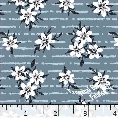 slate blue, Standard Weave Floral Print Poly Cotton Fabric 6295
