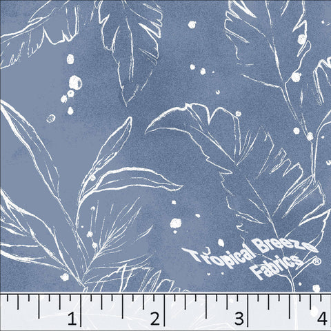 slate blue, Standard Weave Foliage Print Poly Cotton Fabric 6299