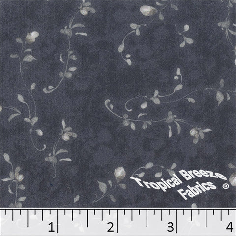 slate blue, Stretch Crepe Floral Print Polyester Fabric 042615