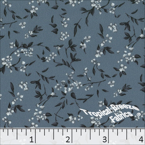 slate blue, Stretch Crepe Print Polyester Fabric 042625