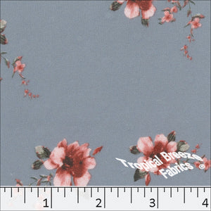 Swiss Dot Knit Floral Print Fabric 32343 slate blue