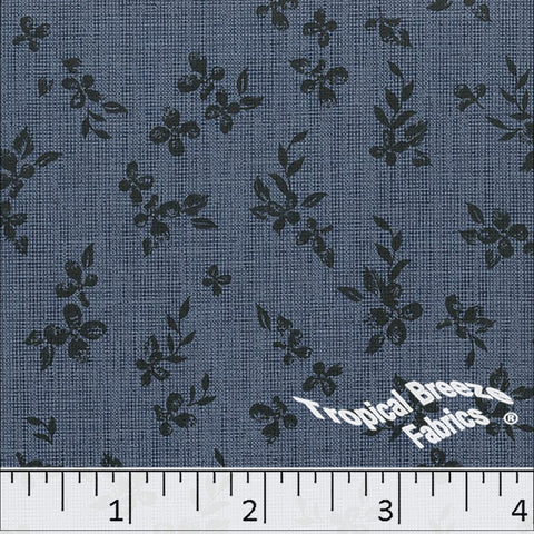 slate blue, Polyester Floral Print Fabric 045516