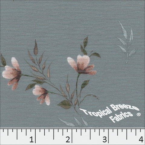 slate blue, Rebecca Floral Knit Print Fabric 573518