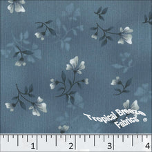 slate blue, Sweet Creme Floral Print Polyester Fabric 042516