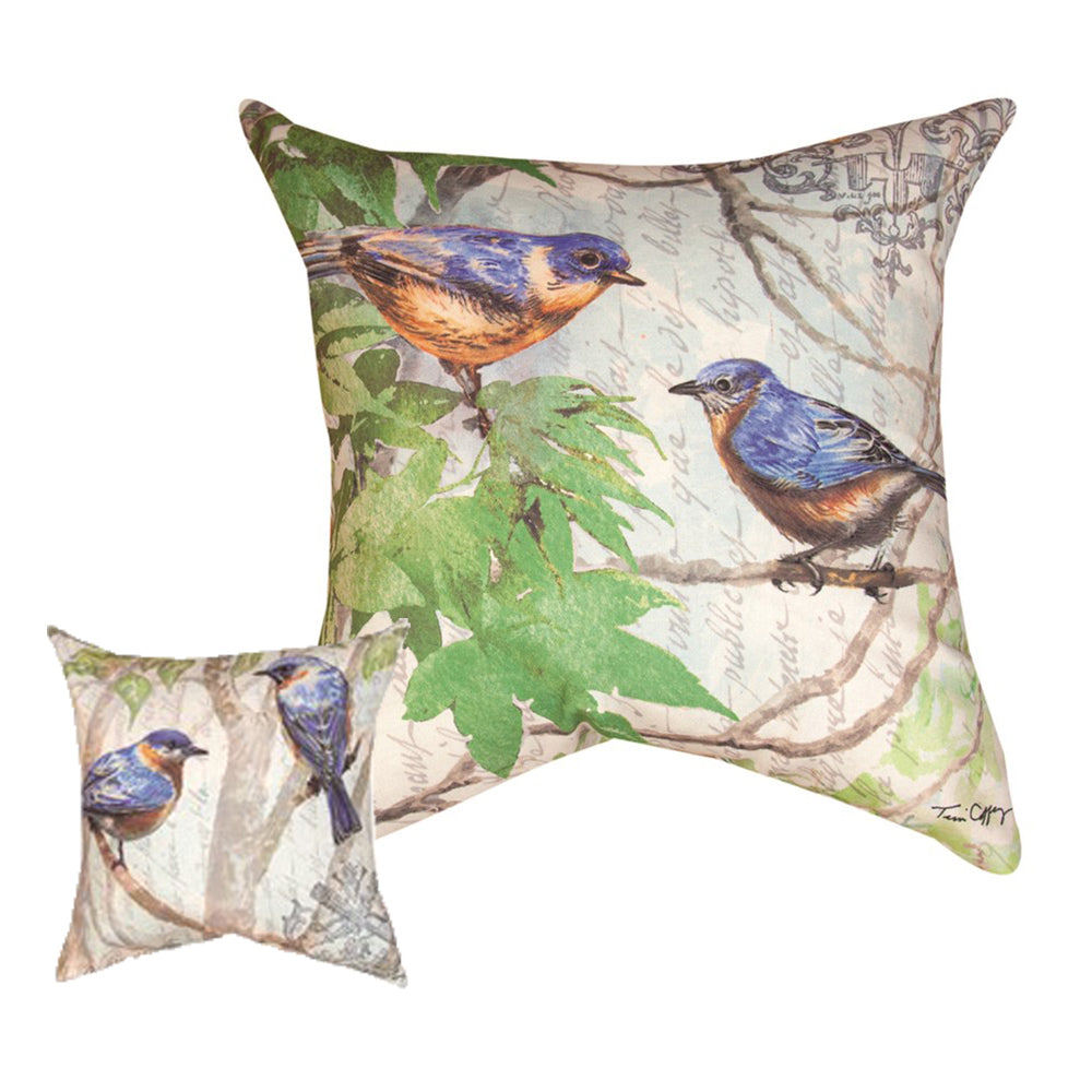 Blue Bird & Foliage Throw Pillow SLBFBB