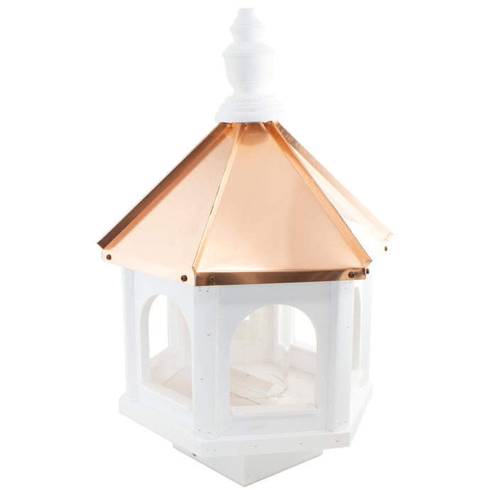 Copper roof bird feeder