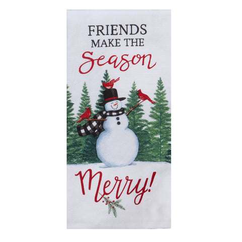 snowman & cardinals kitchen towel