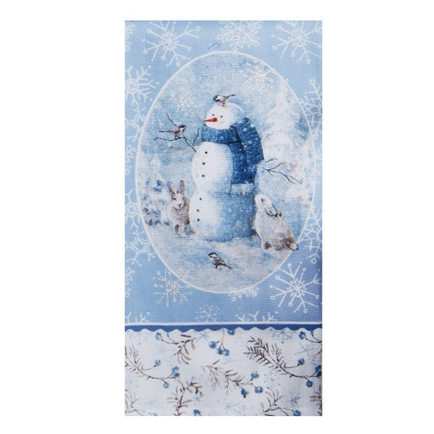 snowman with animals kitchen towel