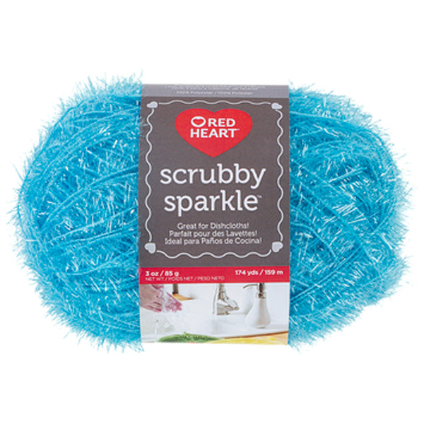  Red Heart Scrubby Sparkle Blueberry Yarn - 3 Pack of