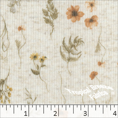 spice, Linen Rib Knit Floral Print Fabric 573611