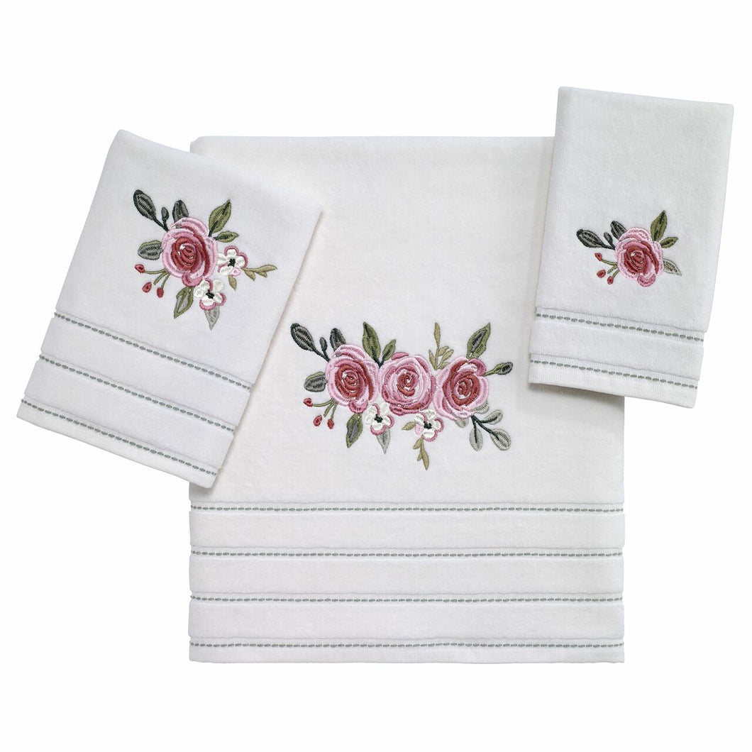 White towels with pink flowers