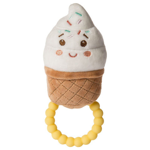 Mary Meyer Sweet Soothie Teether Rattle shaped like Sprinkly Ice Cream 