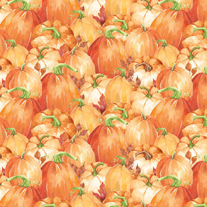 Autumn Blessings Collection Cotton Fabric 33 stacked pumpkins